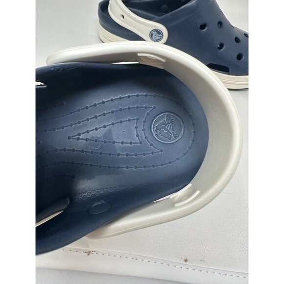 Crocs Kids Navy White Clogs J3 Ventilated Slip-On Sandals Strap Nautical beach - Picture 12 of 14